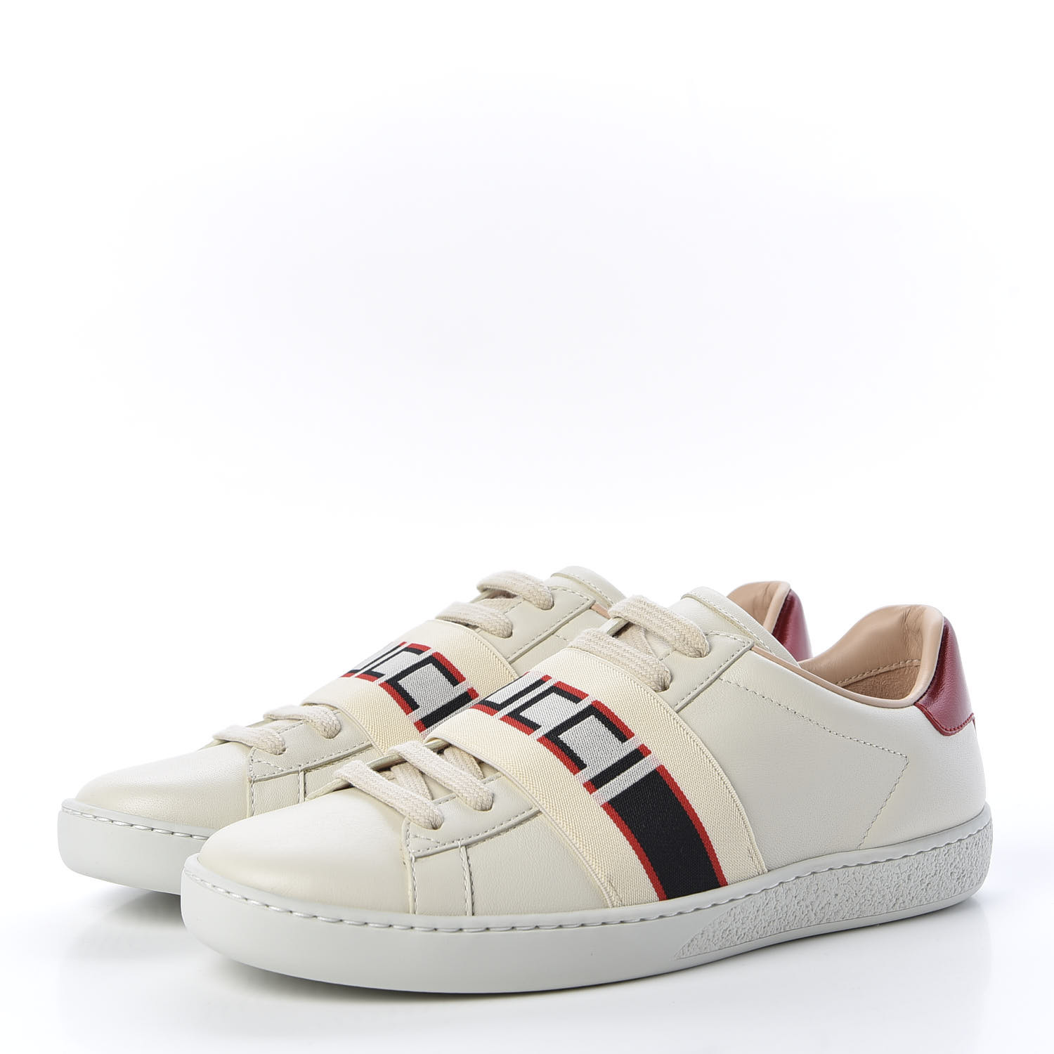 GUCCI Calfskin Womens New Ace Stripe Sneakers 35.5 White 588076 ...