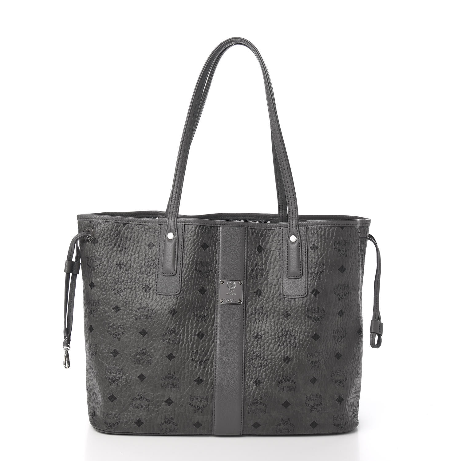 MCM Visetos Medium Liz Reversible Shopper Tote Phantom Grey 584047 ...