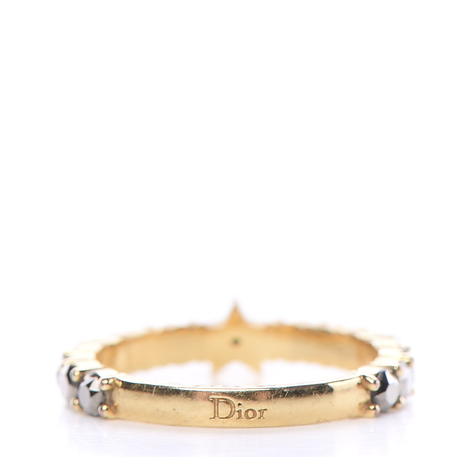 CHRISTIAN DIOR Metal Crystal Star Ring S Aged Gold 586228