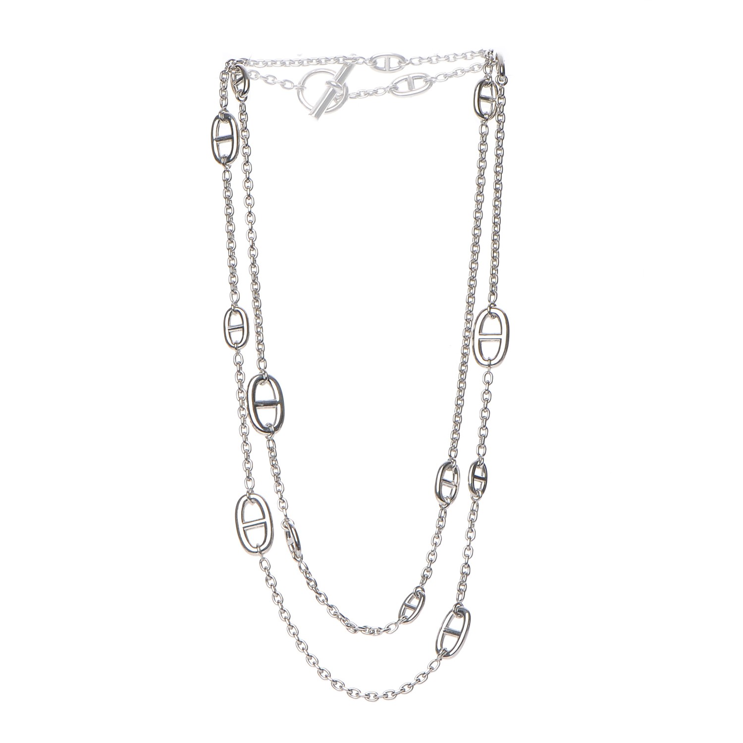 HERMES Sterling Silver Farandole Necklace 120 203845