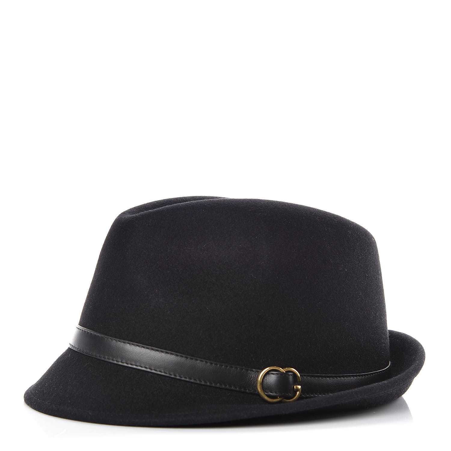 GUCCI Felt Horsebit Fedora Hat L Black 397034 FASHIONPHILE