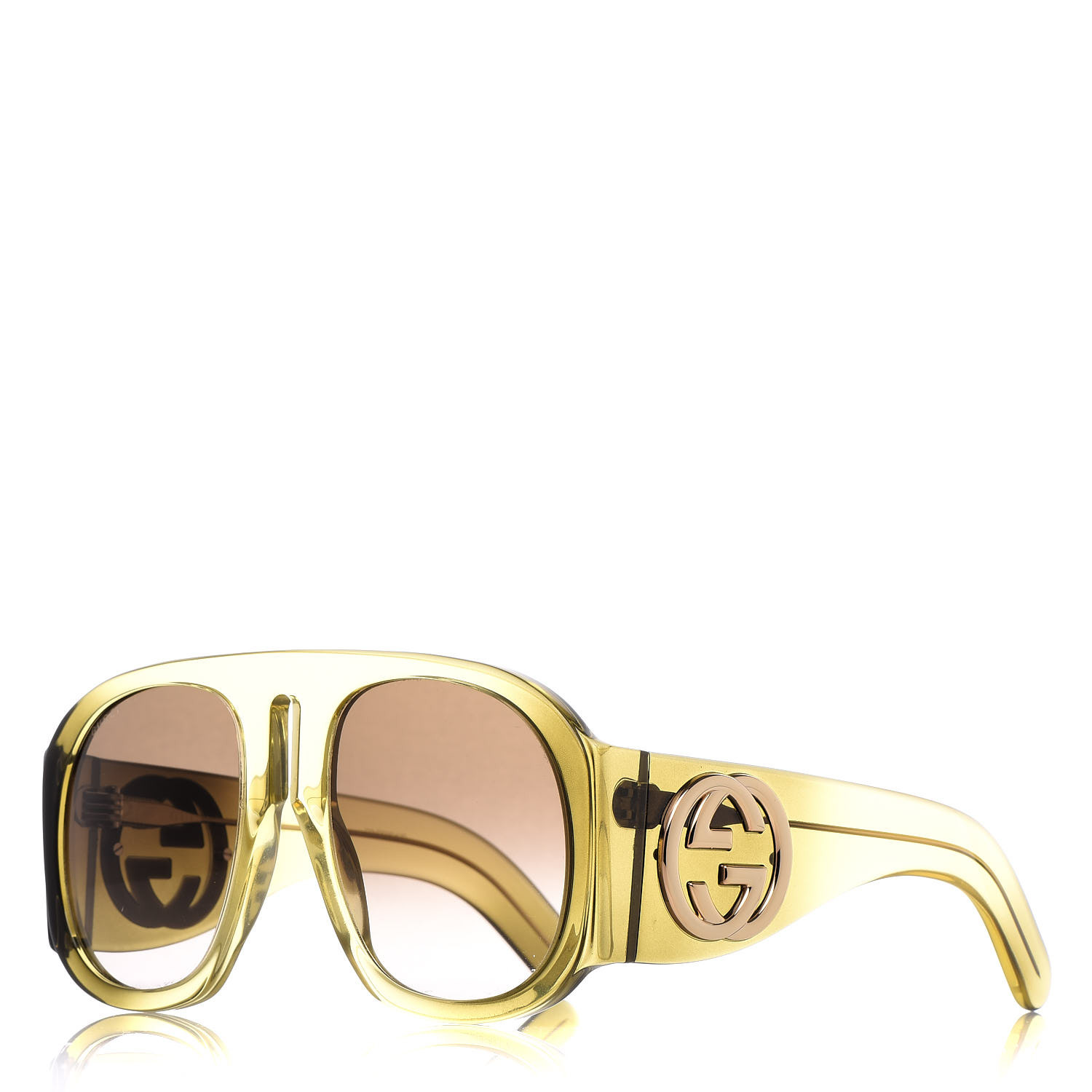 Gucci Oversized Aviator Sunglasses Gg0152s Yellow 394045