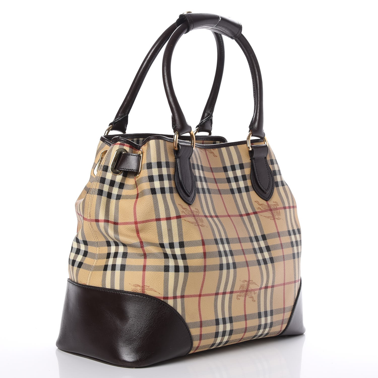 BURBERRY Haymarket Check Large Tote Chocolate 262965