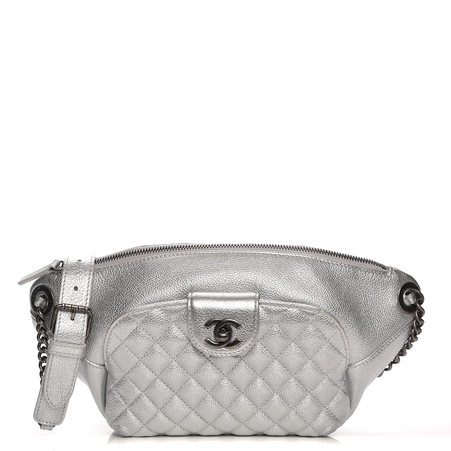 CHANEL Metallic Grained Calfskin Quilted Casual Rock Waist Bag Fanny ...