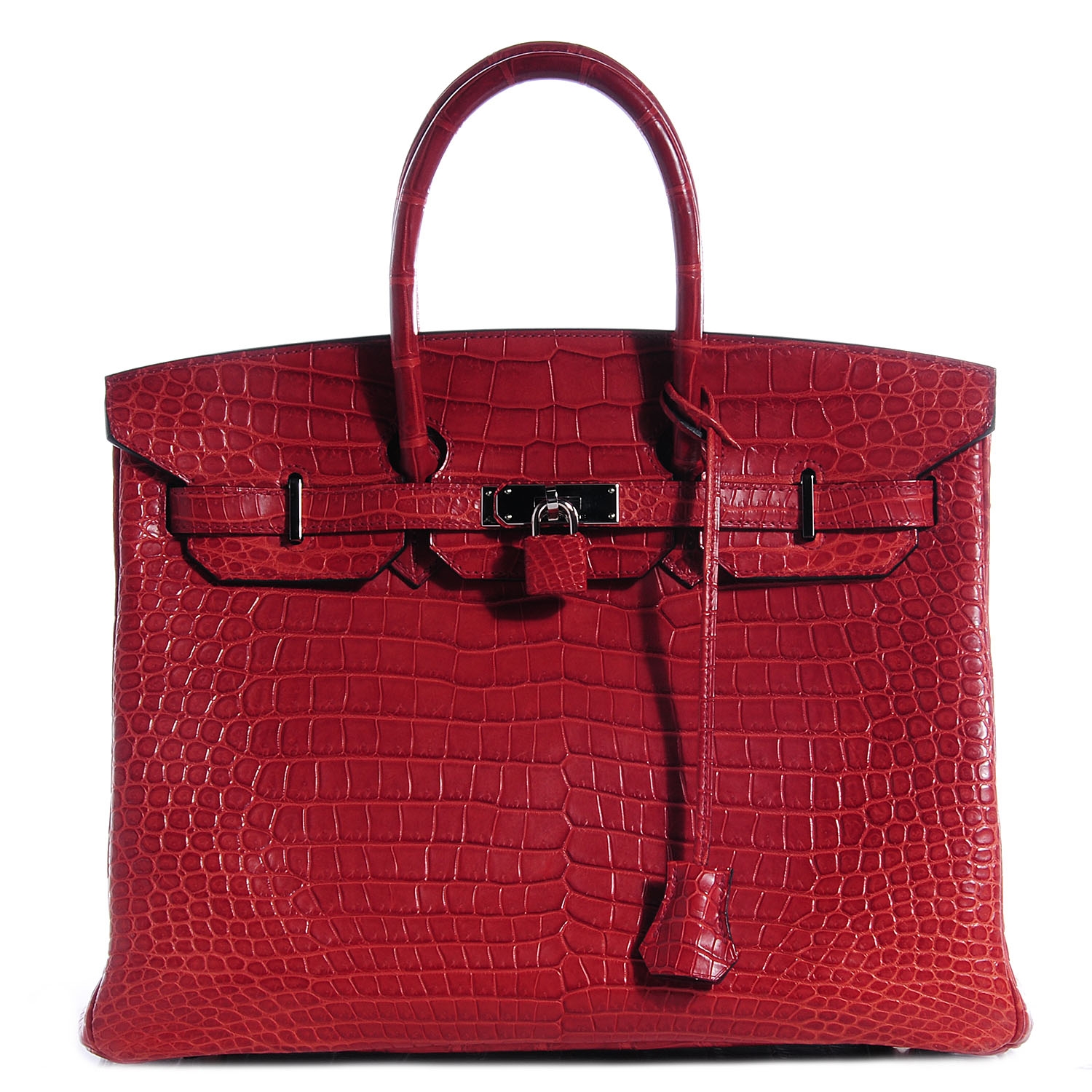 HERMES Matte Porosus Crocodile Birkin 35 Rouge H 72028