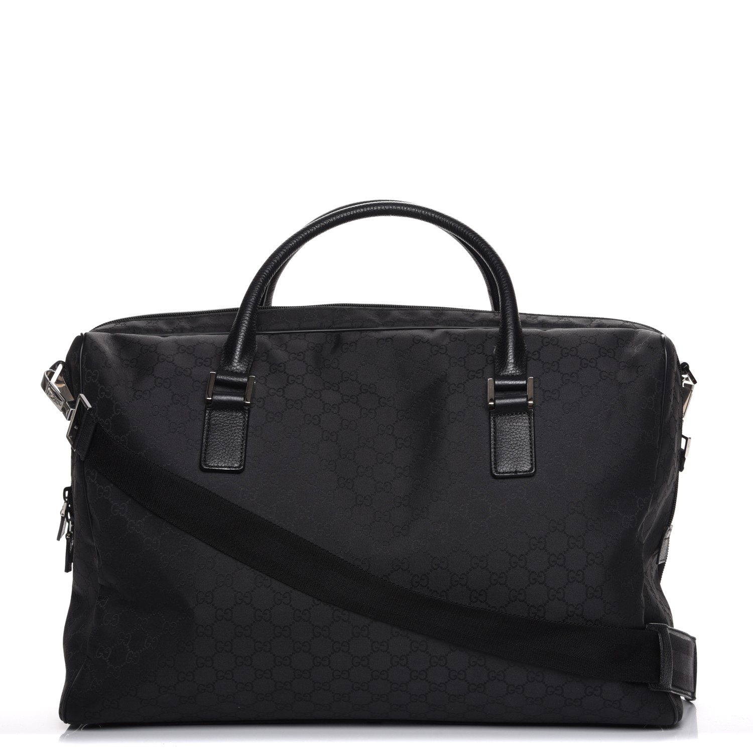 GUCCI Nylon Monogram Large Duffle Bag Black 215906