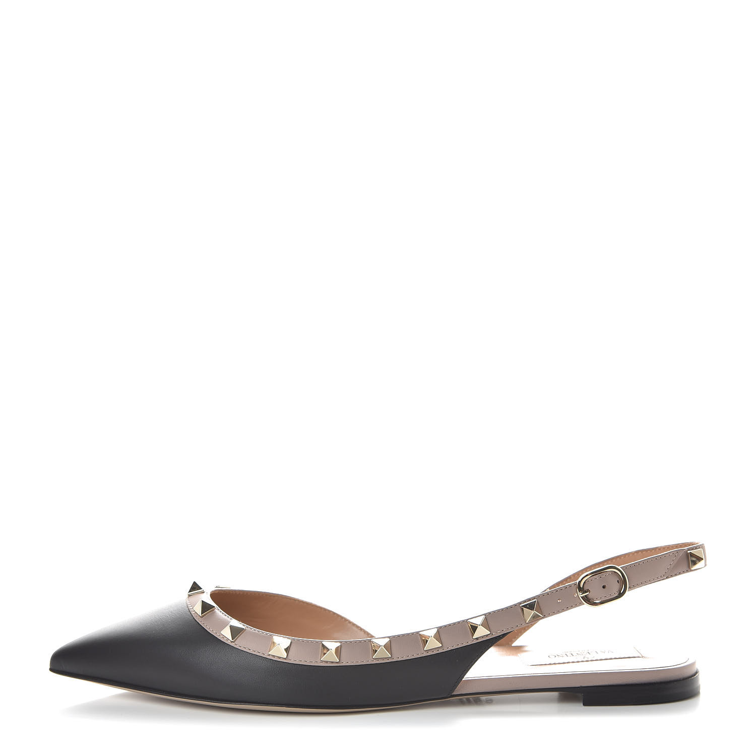 Rockstud calfskin leather slingback ballet online flat