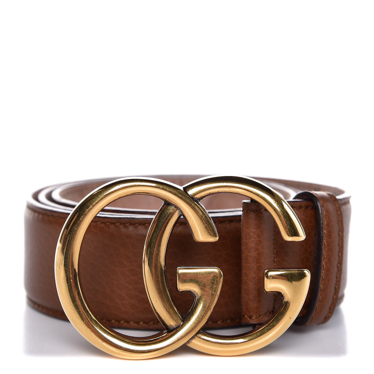 GUCCI Calfskin Double G Belt 95 38 Brown 279863