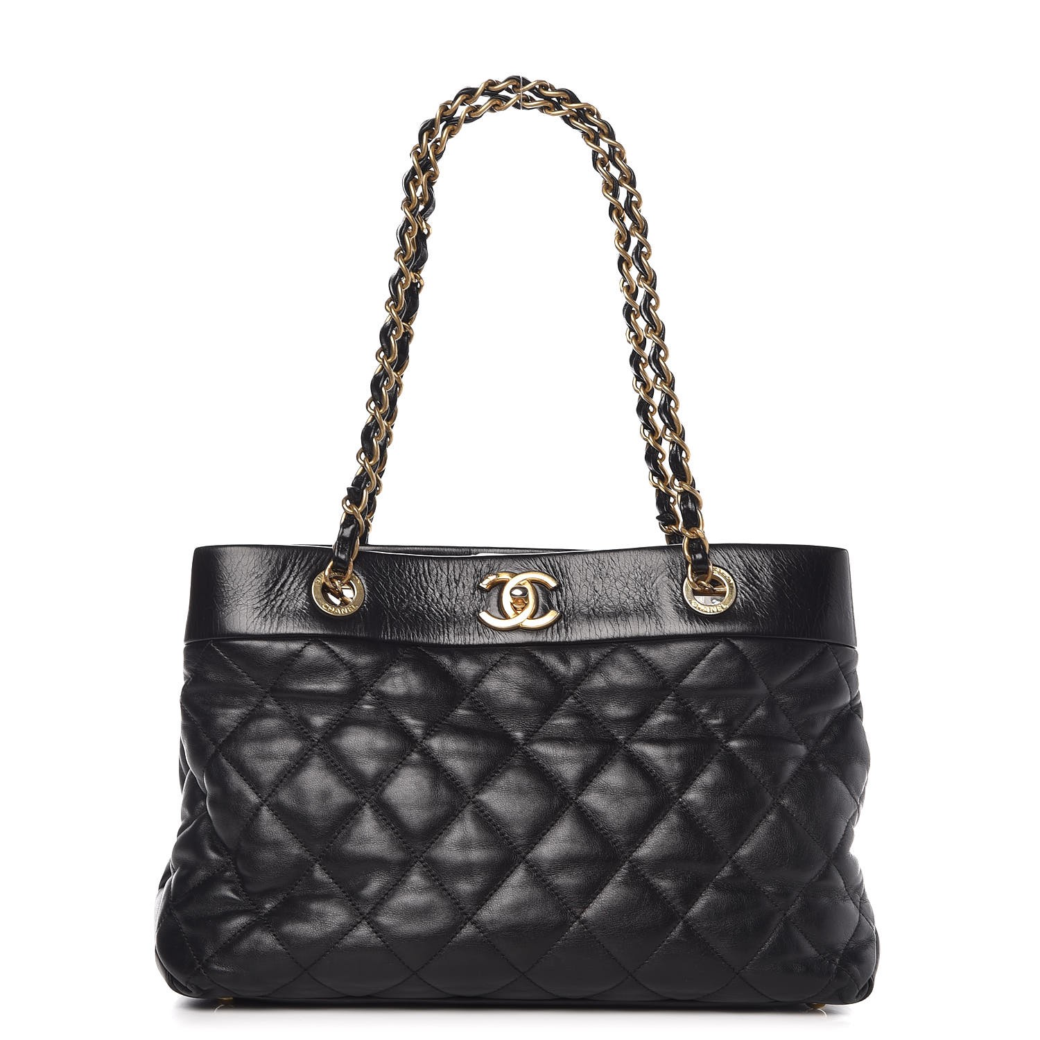 CHANEL Calfskin Quilted Medium Soft Elegance Tote Black 305201