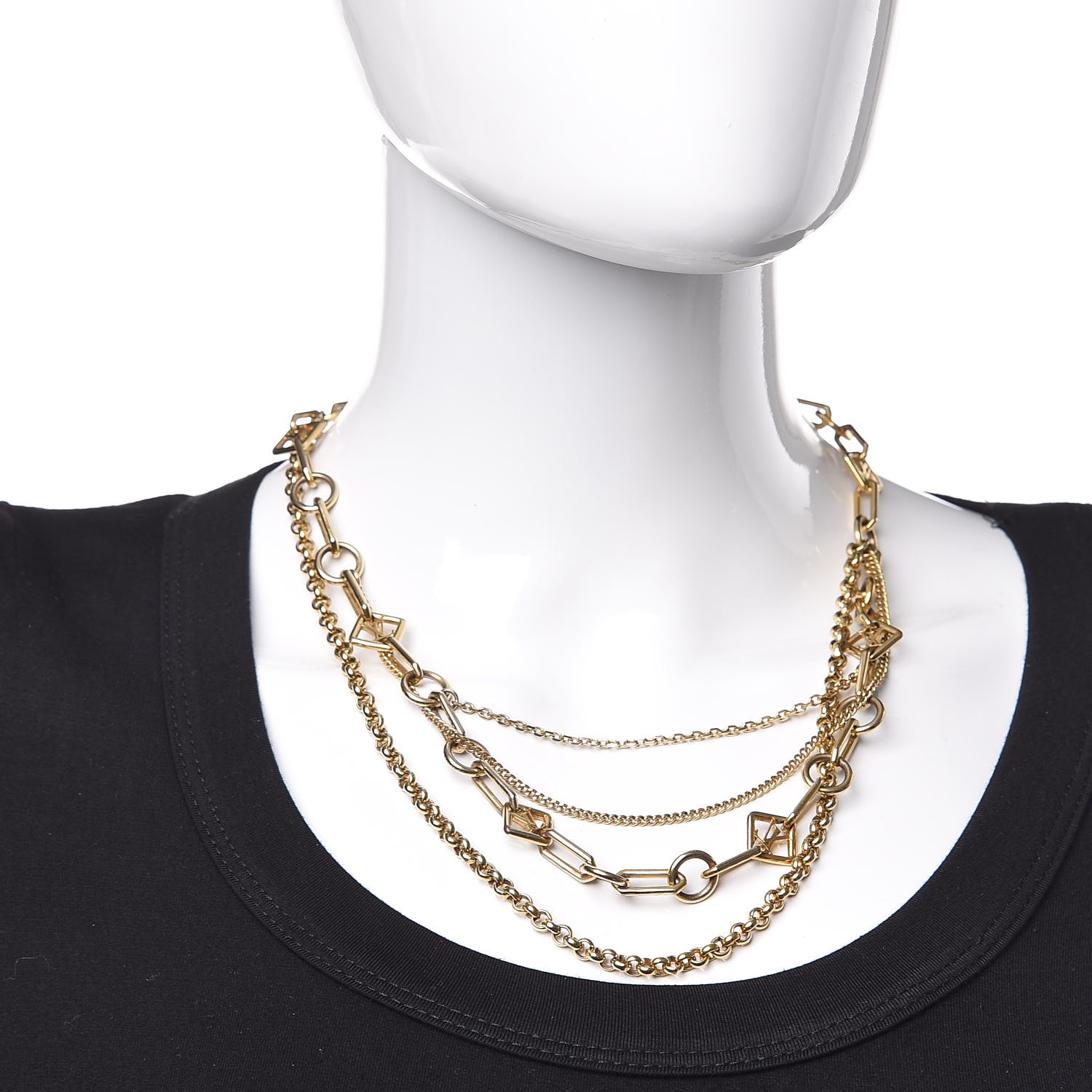 LOUIS VUITTON Collier Vegas Chain Necklace Gold 315344