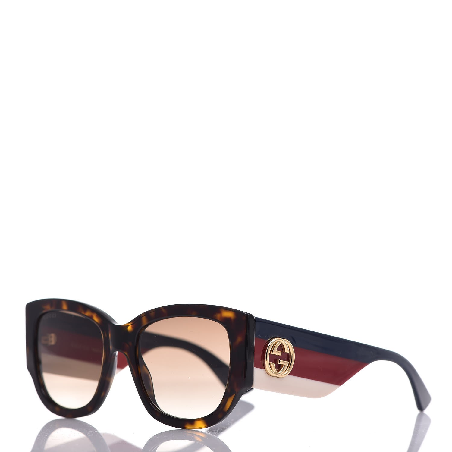 Gucci Acetate Oversized Rectangle Frame Web Sunglasses Gg 0276s Tortoiseshell 307950 