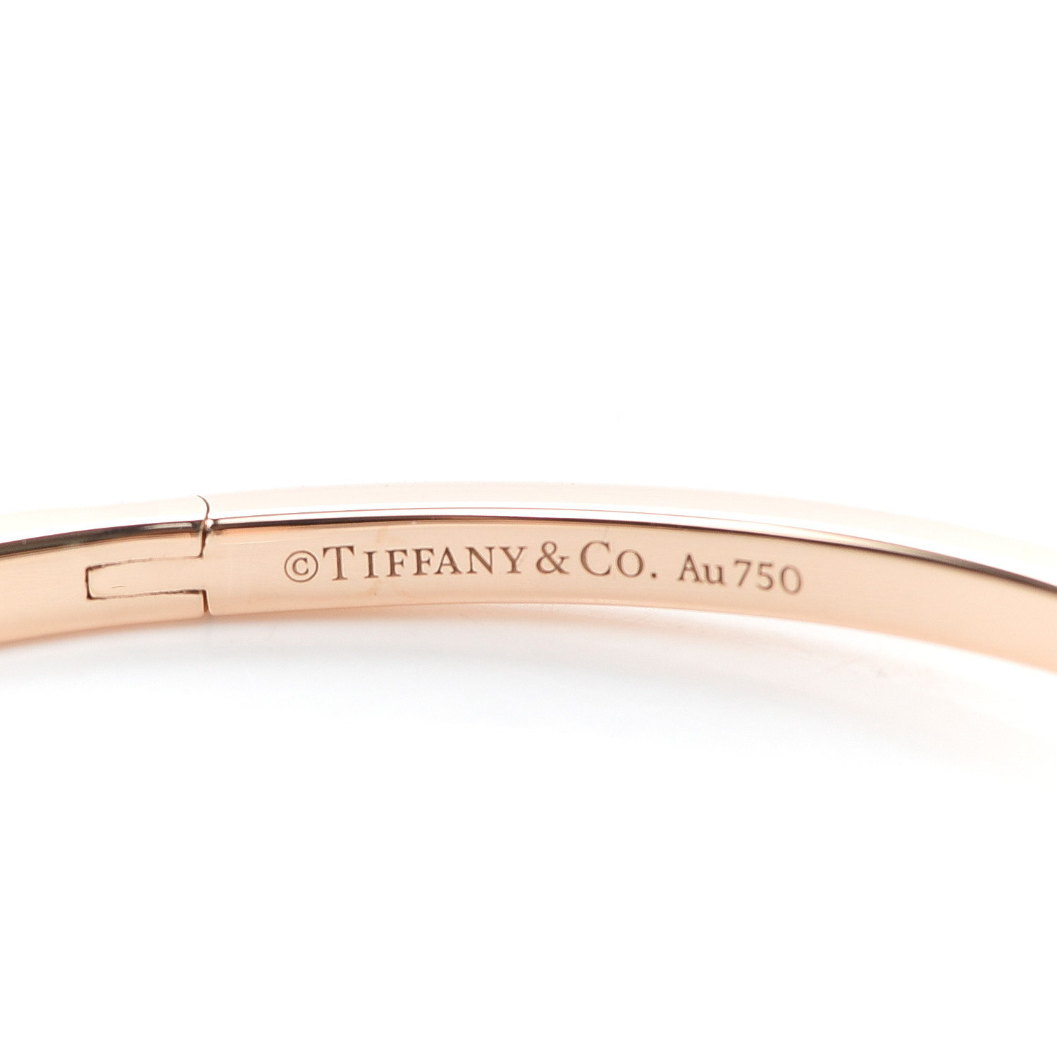 TIFFANY 18K Rose Gold Narrow T T1 Hinged Bangle Bracelet 735522 ...