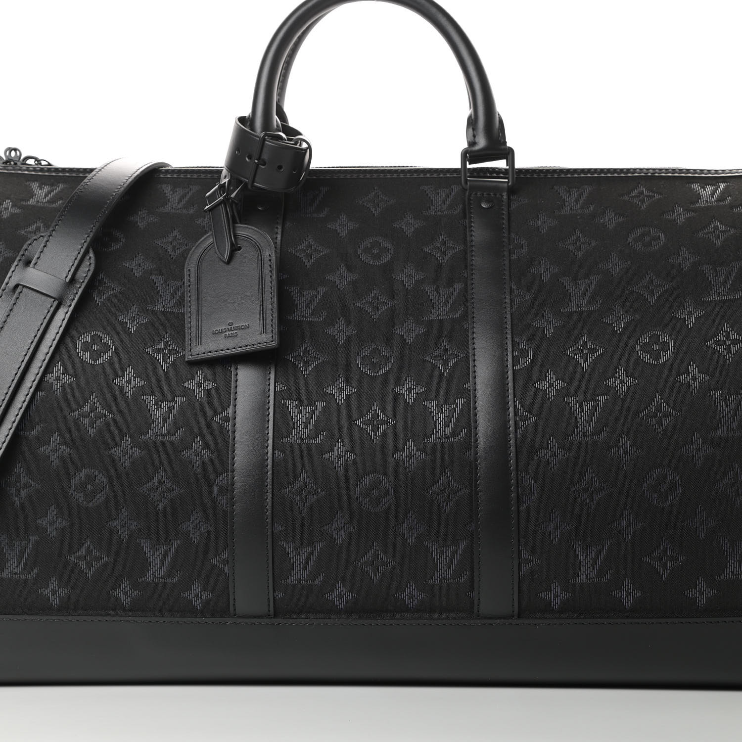 LOUIS VUITTON Jacquard Monogram Light Up Keepall Bandouliere 50 Black ...