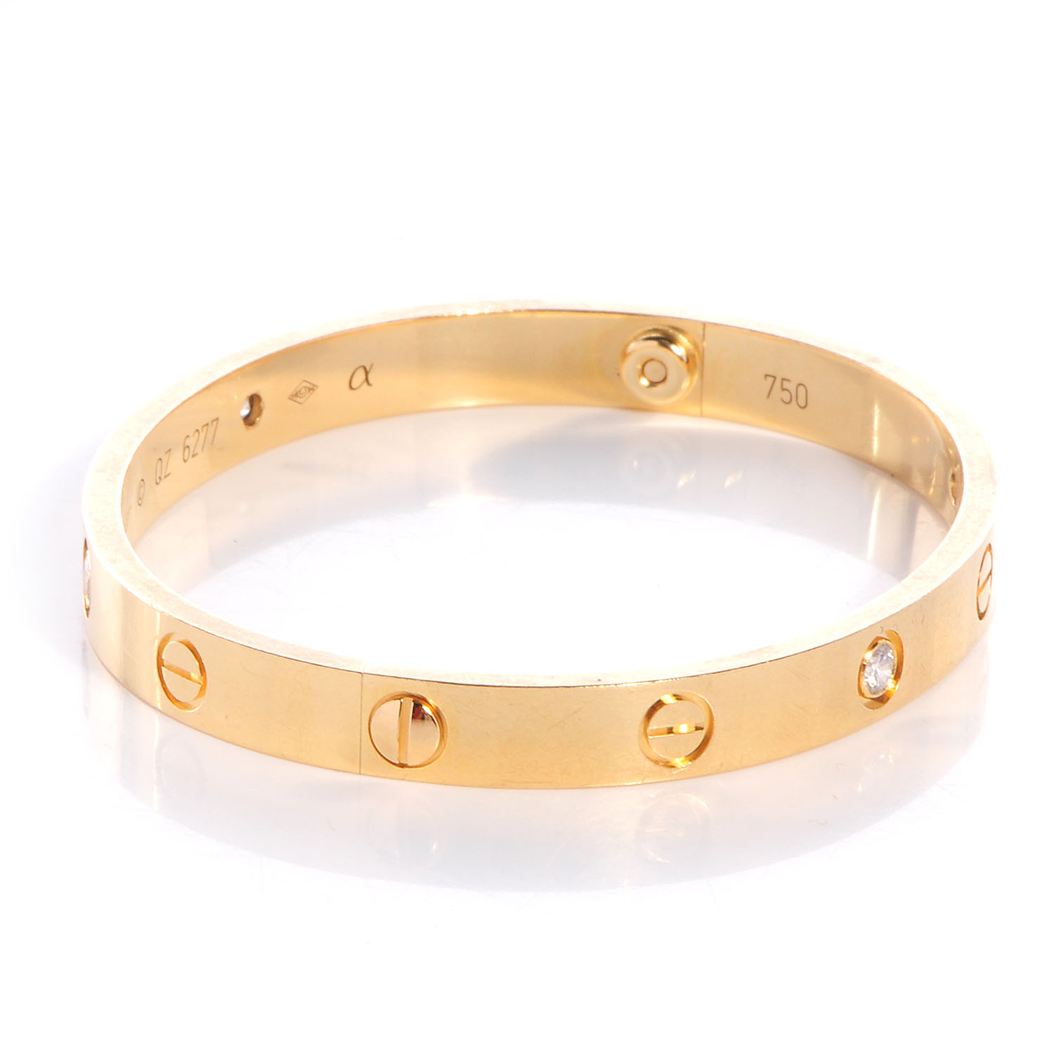 Cartier K Yellow Gold Diamond Love Bracelet Size