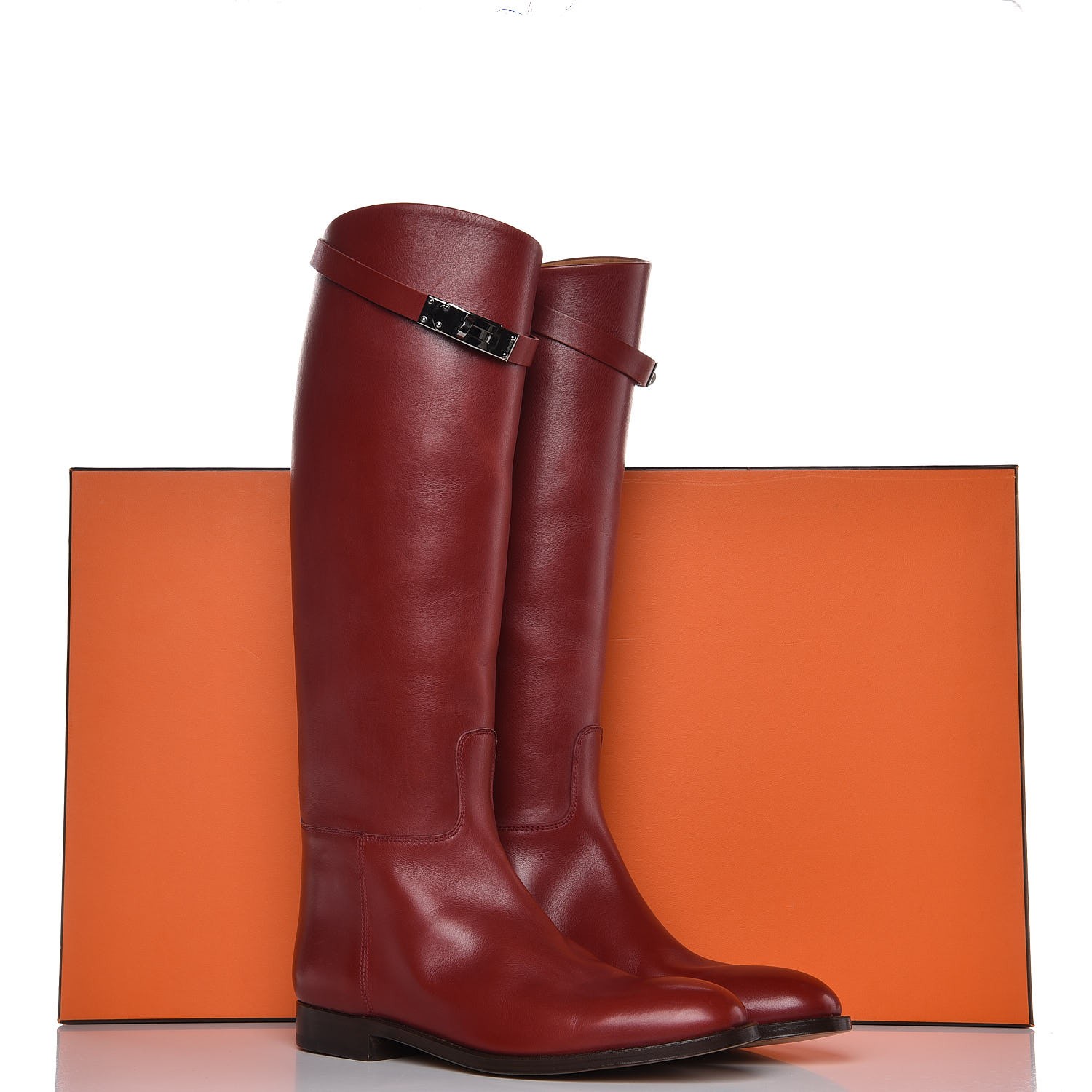 HERMES Swift Kelly Jumping Boots 39.5 Rouge H 282982