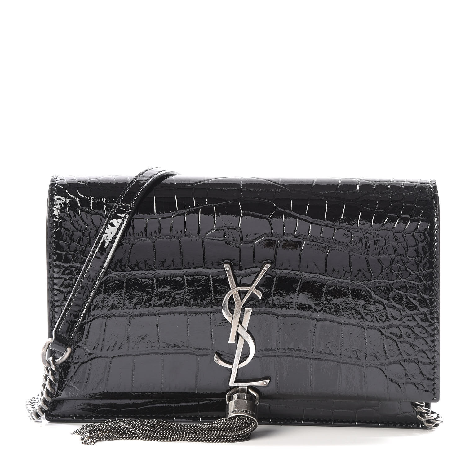 ysl croc embossed tassel bag