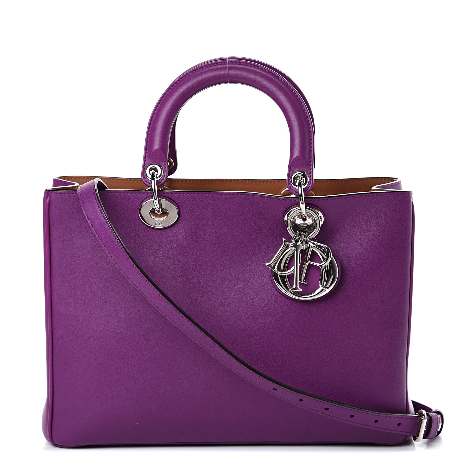 CHRISTIAN DIOR Smooth Calfskin Large Diorissimo Tote Purple 552862