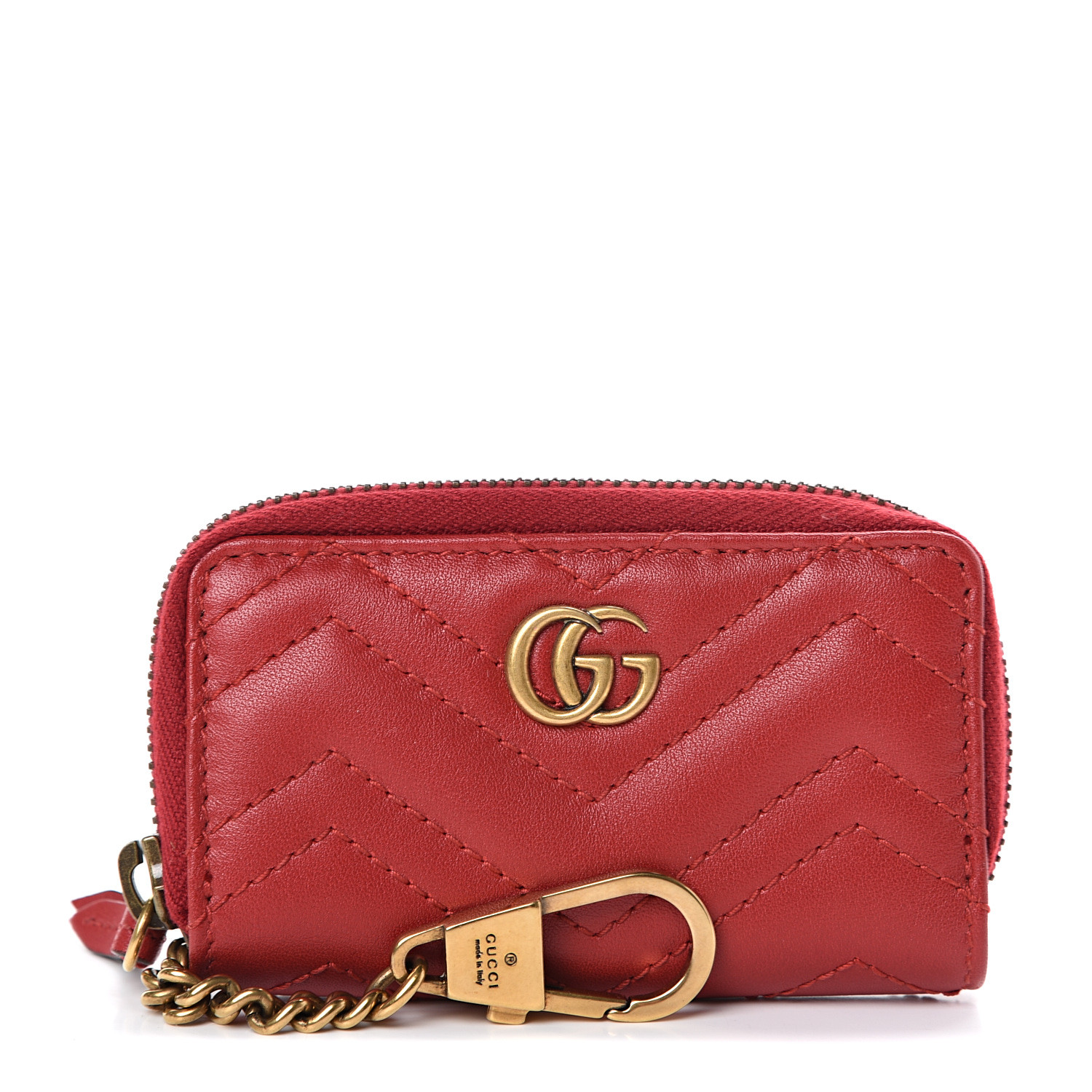 GUCCI Calfskin Matelasse GG Marmont Key Case Hibiscus Red 557761 ...