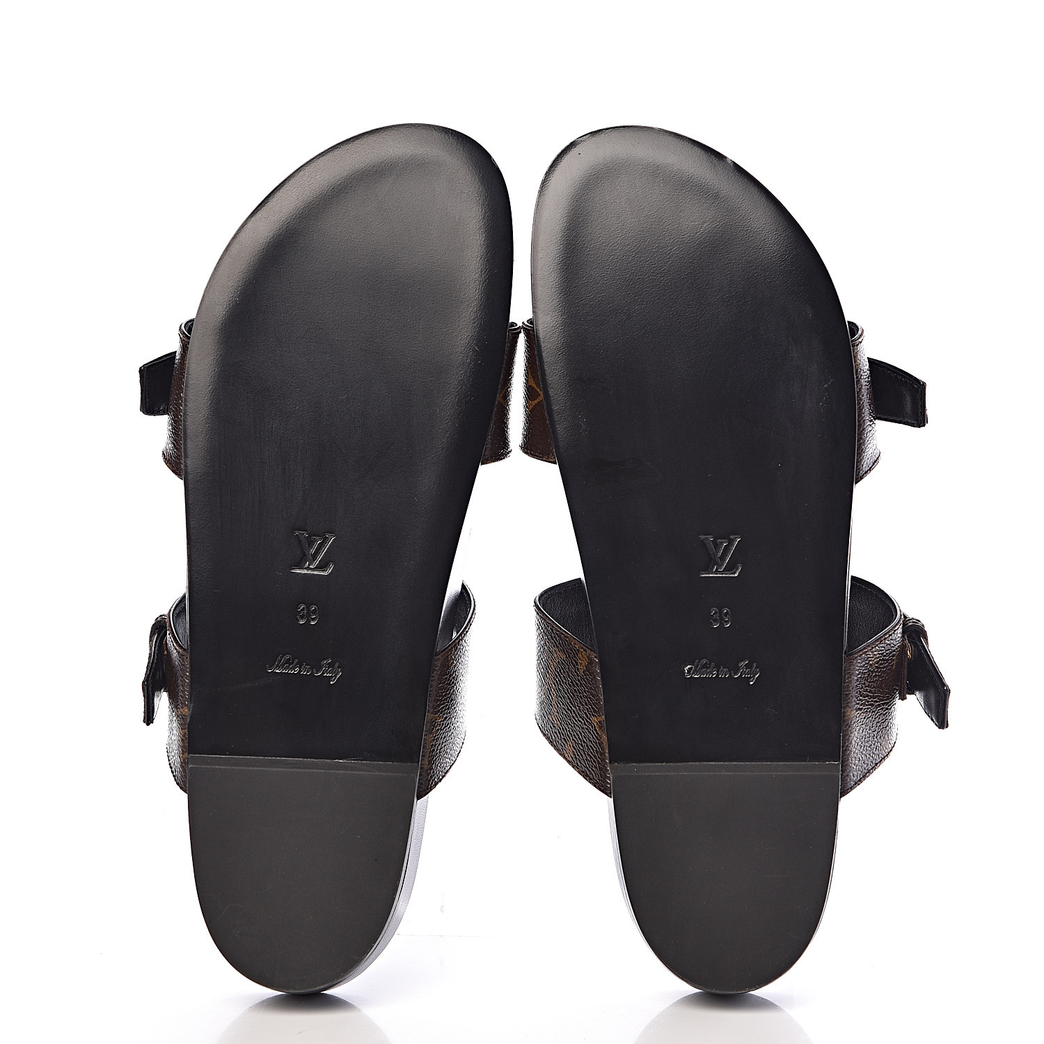 Louis Vuitton Bom Dia Mules Double Strap Sandals In Black And