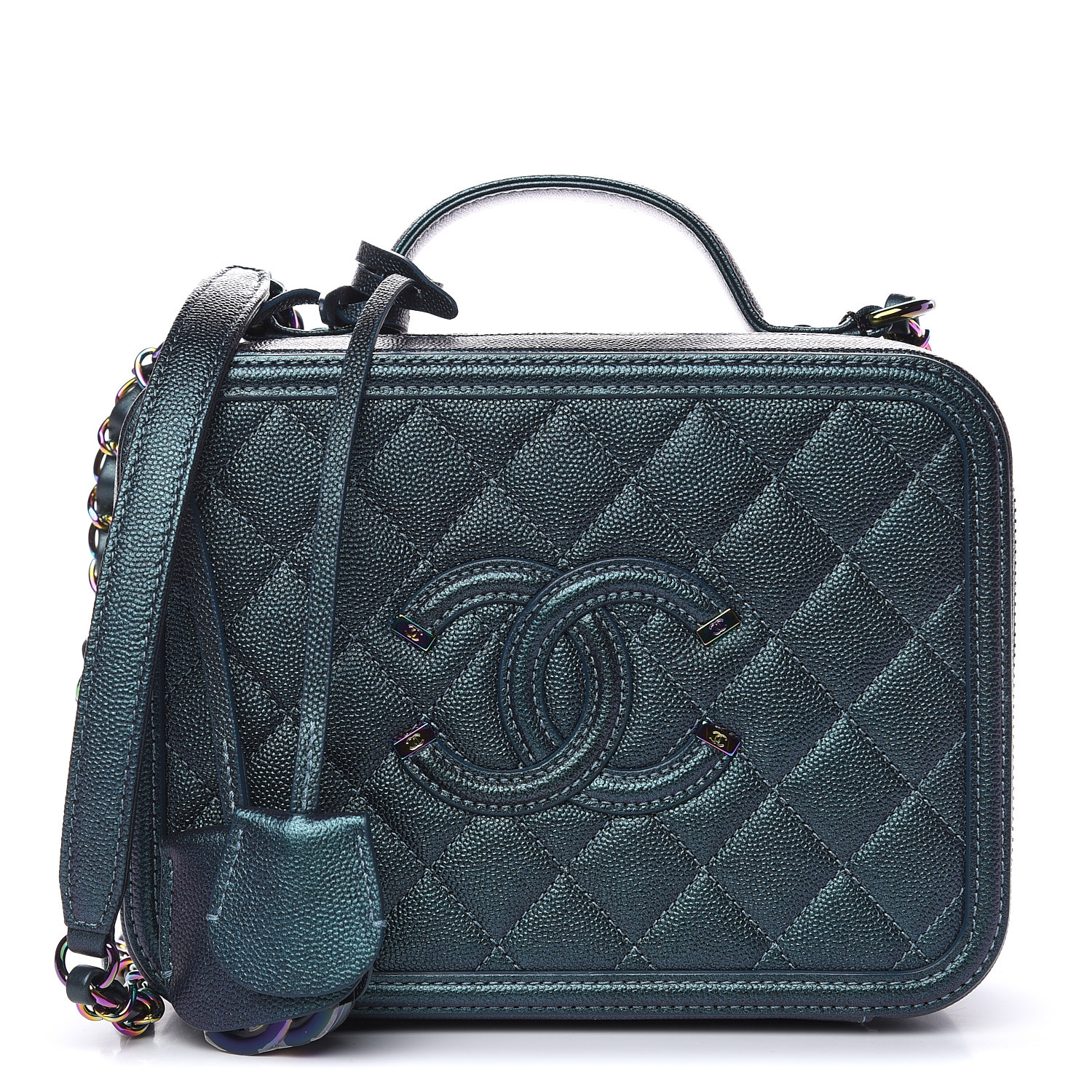 chanel caviar quilted medium cc filigree vanity case