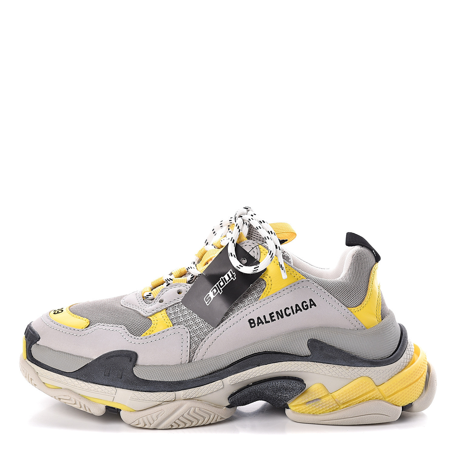 Balenciaga Calfskin Mesh Womens Triple S Retro Sneakers 39 Yellow