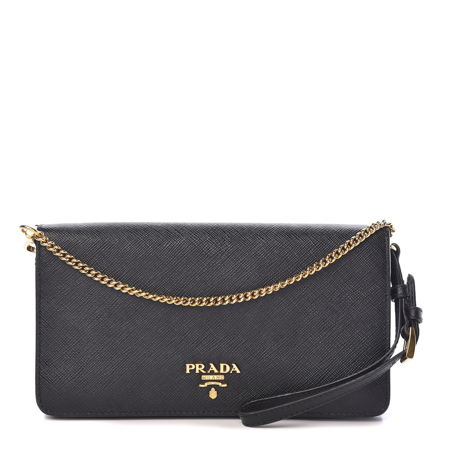 PRADA Saffiano Metal Mini Tech Flap Crossbody Bag Black 465327