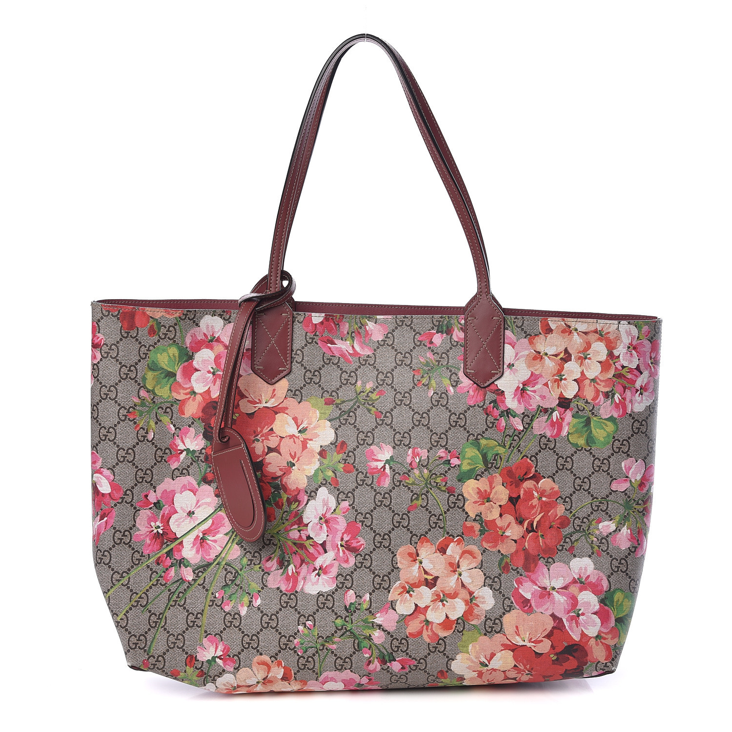 gucci floral reversible tote