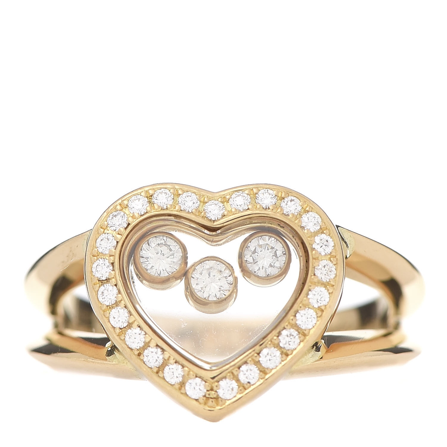 Chopard 18k Yellow Gold Diamond 3 Happy Diamond Heart Ring 48 4 5 Fashionphile