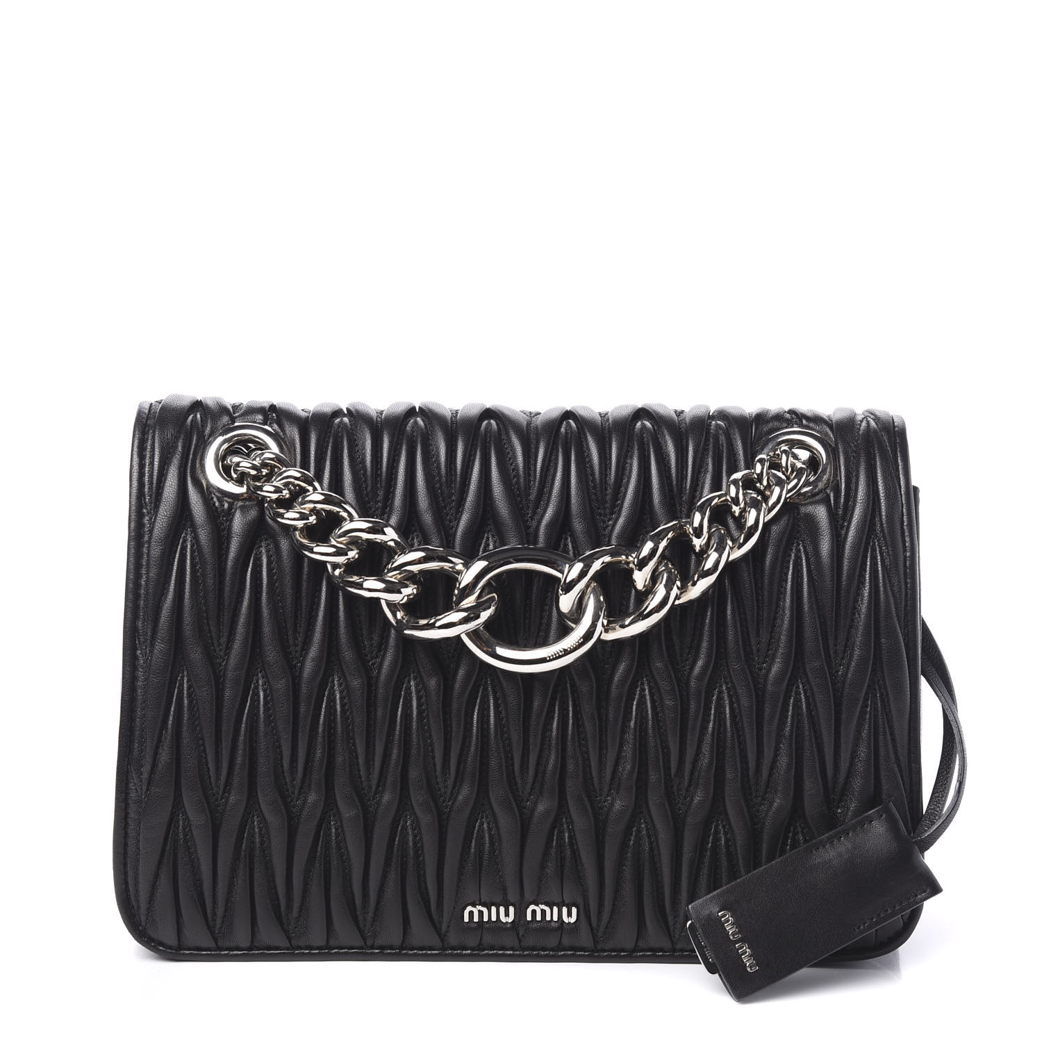 MIU MIU Nappa Matelasse Club Shoulder Bag Black 588051 | FASHIONPHILE