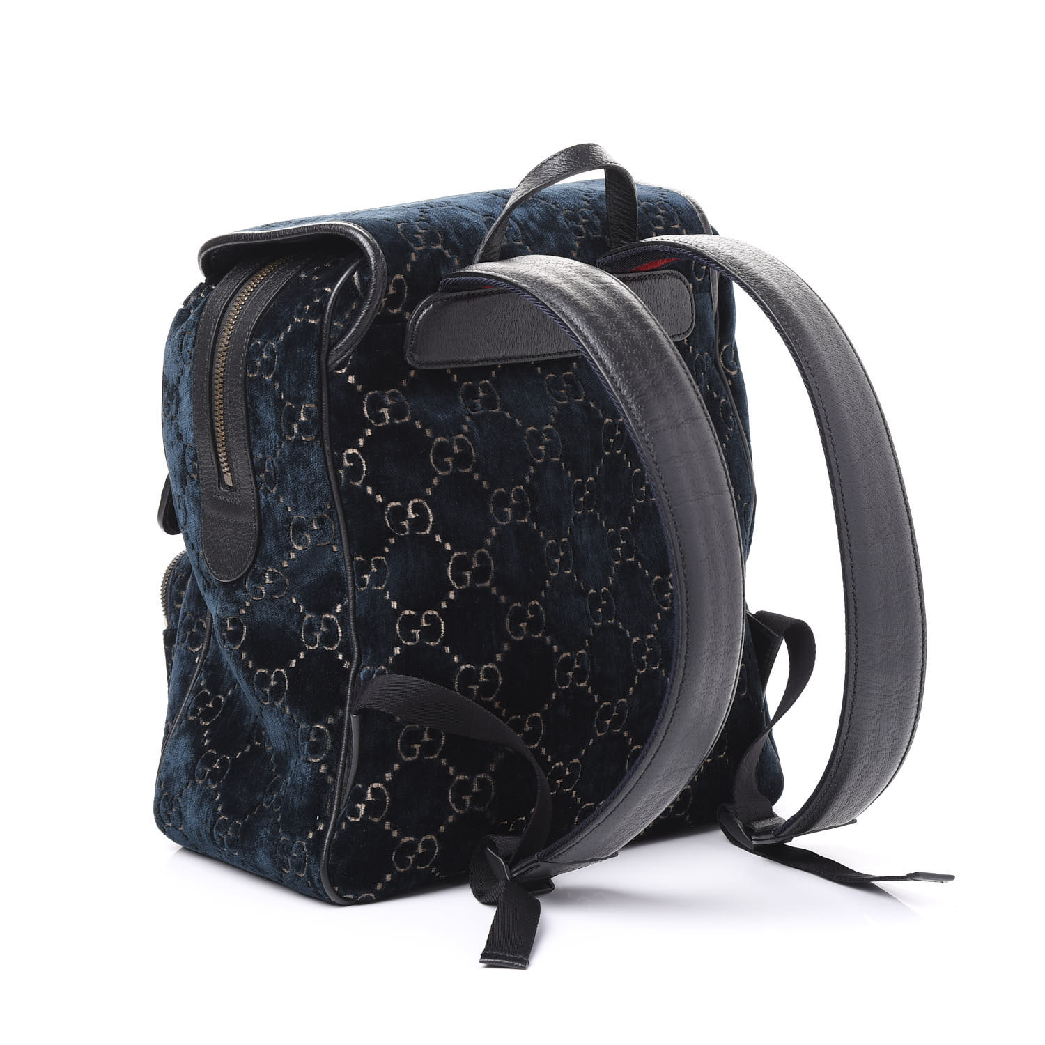 Gucci Gg Monogram Velvet Small Backpack Blue 583003