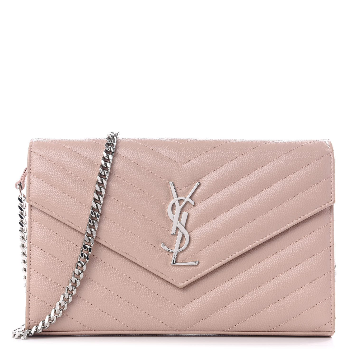 ysl monogram chain wallet in grain de poudre embossed leather