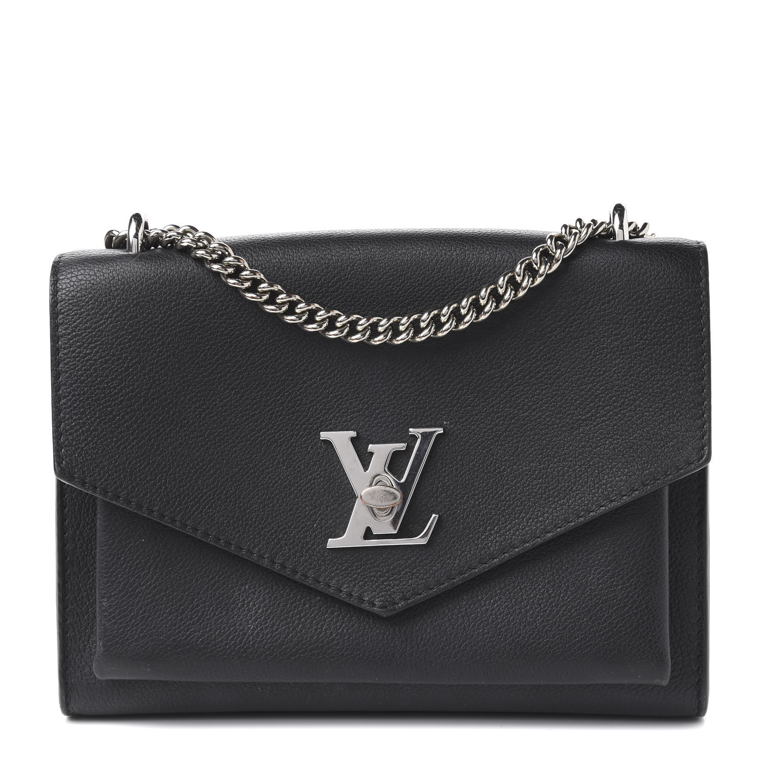 LOUIS VUITTON Soft Calfskin My Lockme Chain Bag BB Black 585588