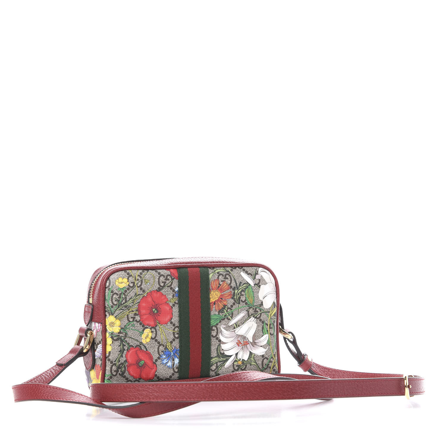 gucci ophidia gg flora mini bag in red