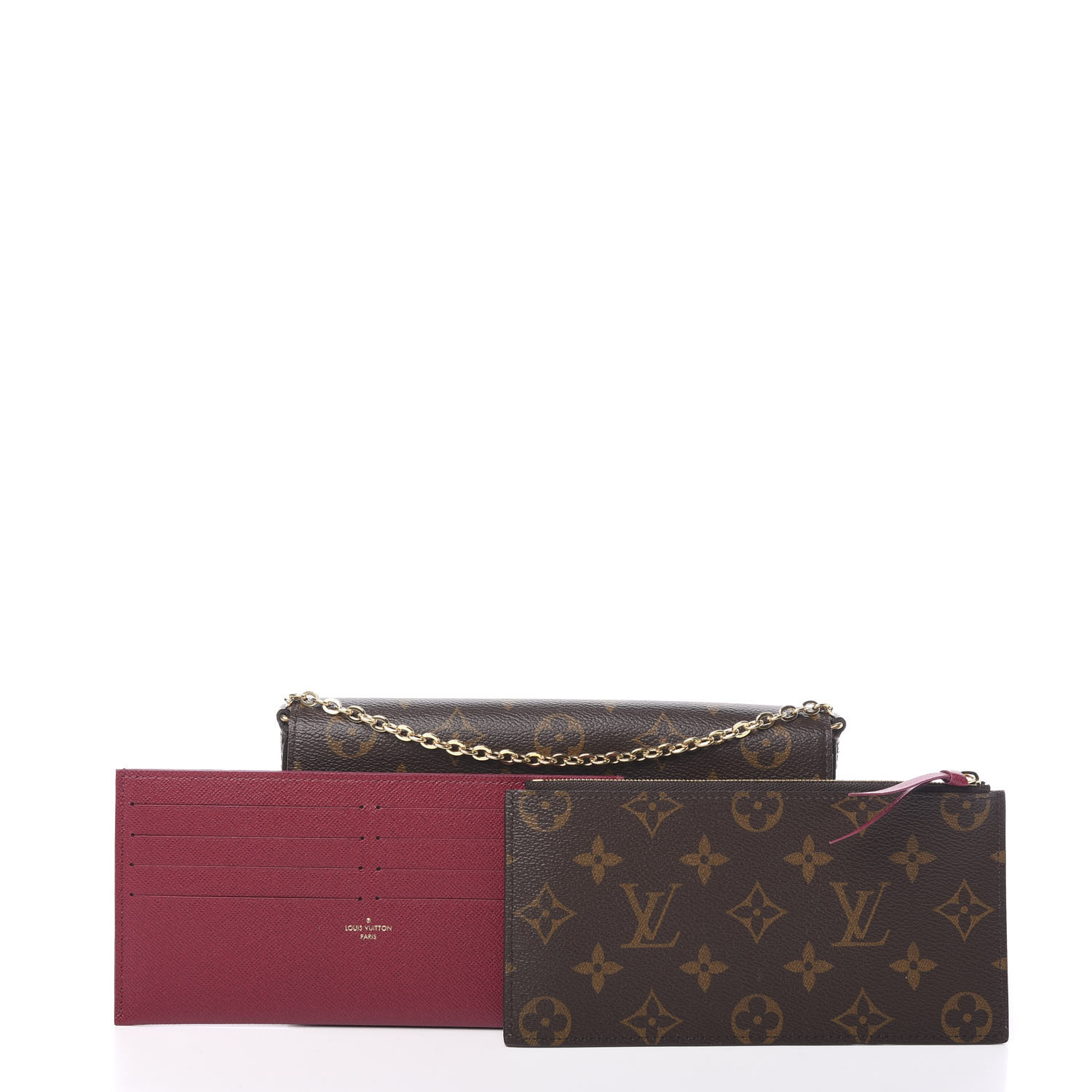 monogram pochette felicie chain wallet fuchsia