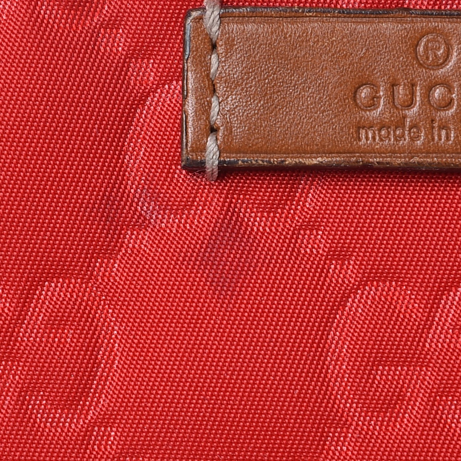 GUCCI Nylon Guccissima Zip Top Pouch Red 297085