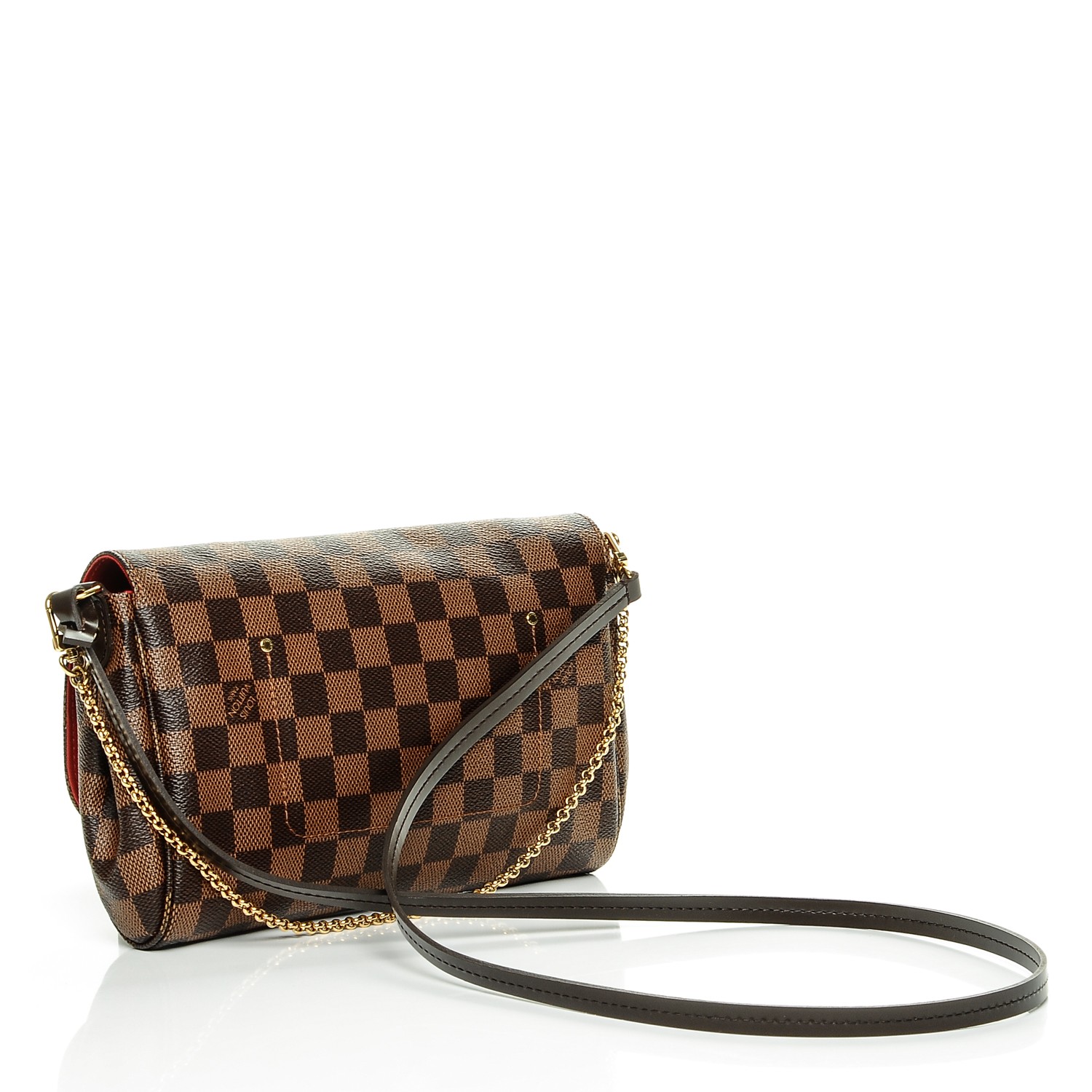 louis vuitton favorite damier ebene mm red lining