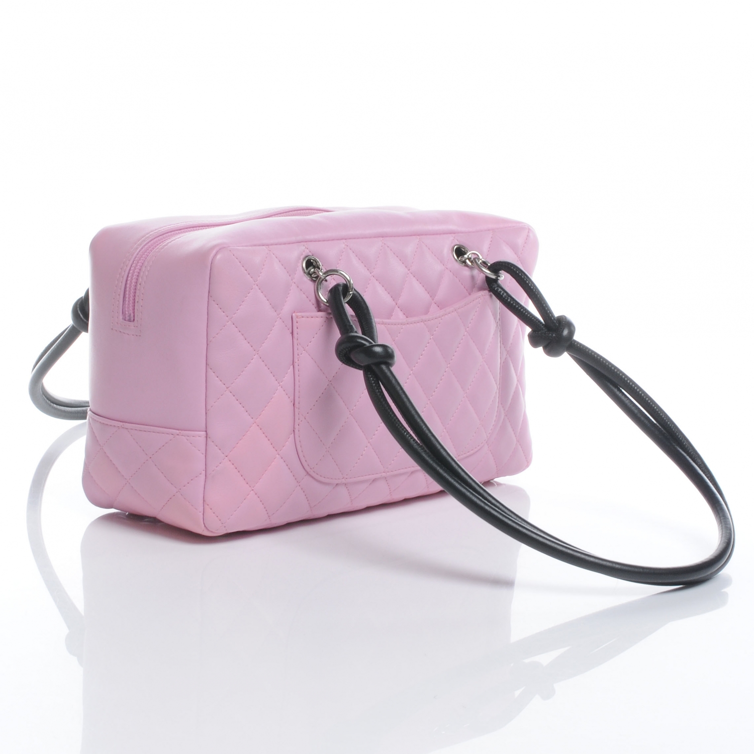 CHANEL Calfskin Quilted Large Cambon Bowler Pink Black 47813