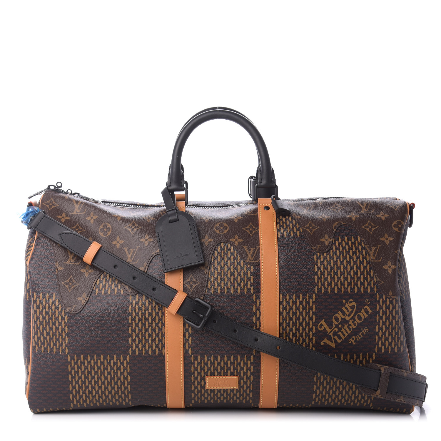 LOUIS VUITTON X NIGO Giant Damier Ebene Monogram Keepall Bandouliere 50 ...