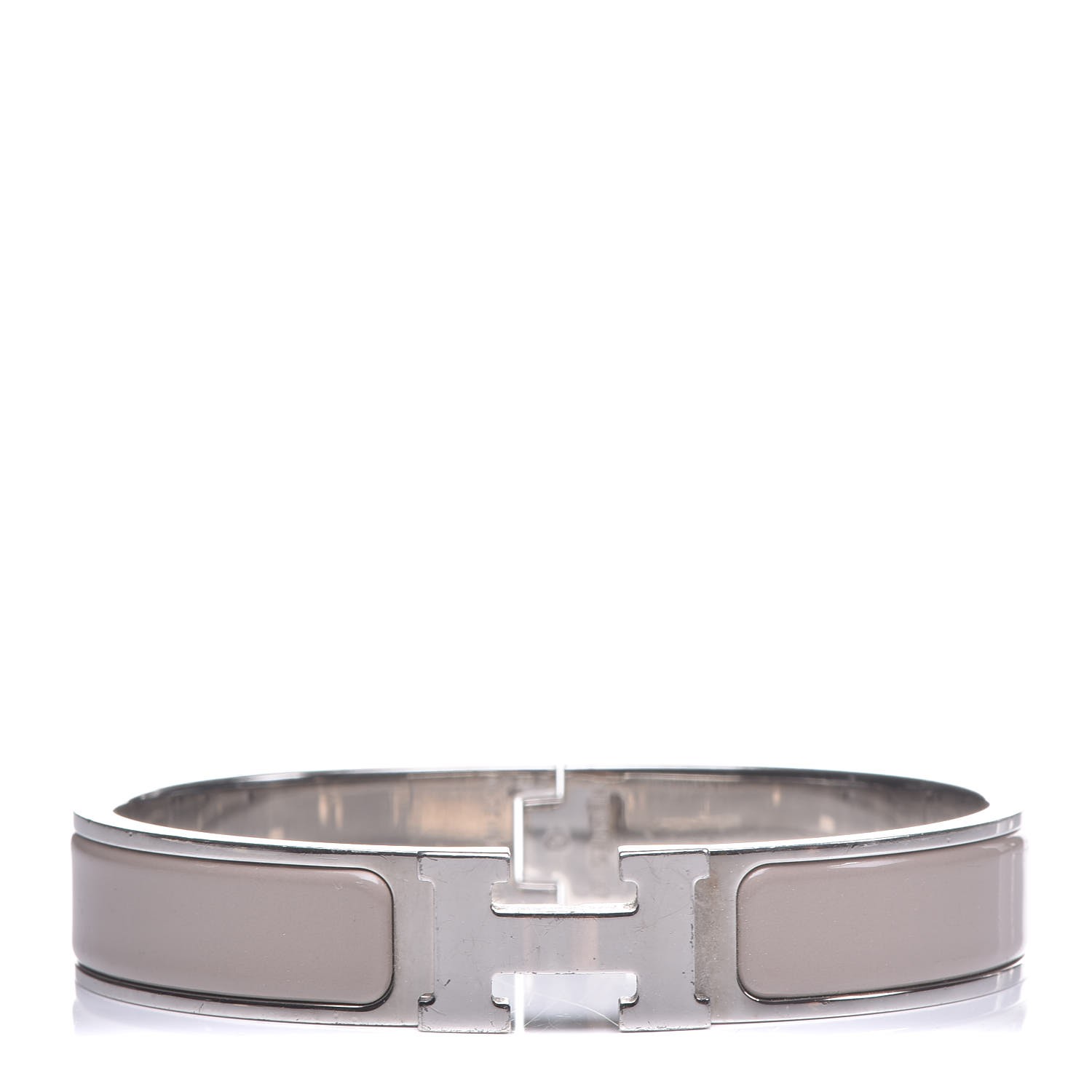 HERMES Enamel Clic Clac H Narrow Bracelet PM Marron Glace 327998