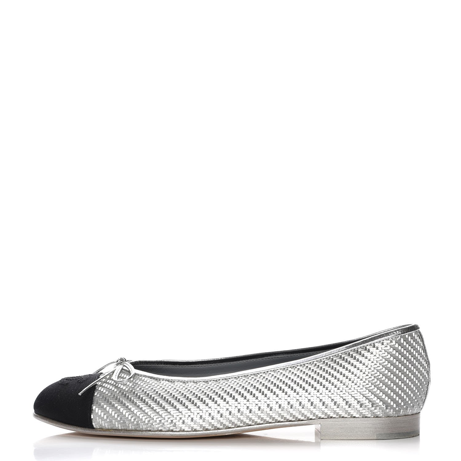 silver chanel flats