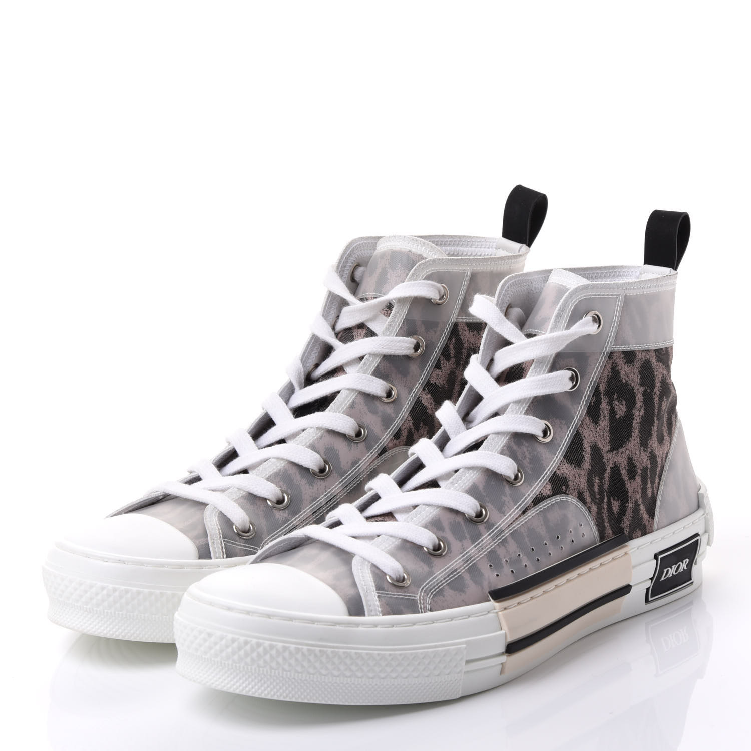 CHRISTIAN DIOR Canvas Leopard Print B23 High Top Sneakers 40 White ...