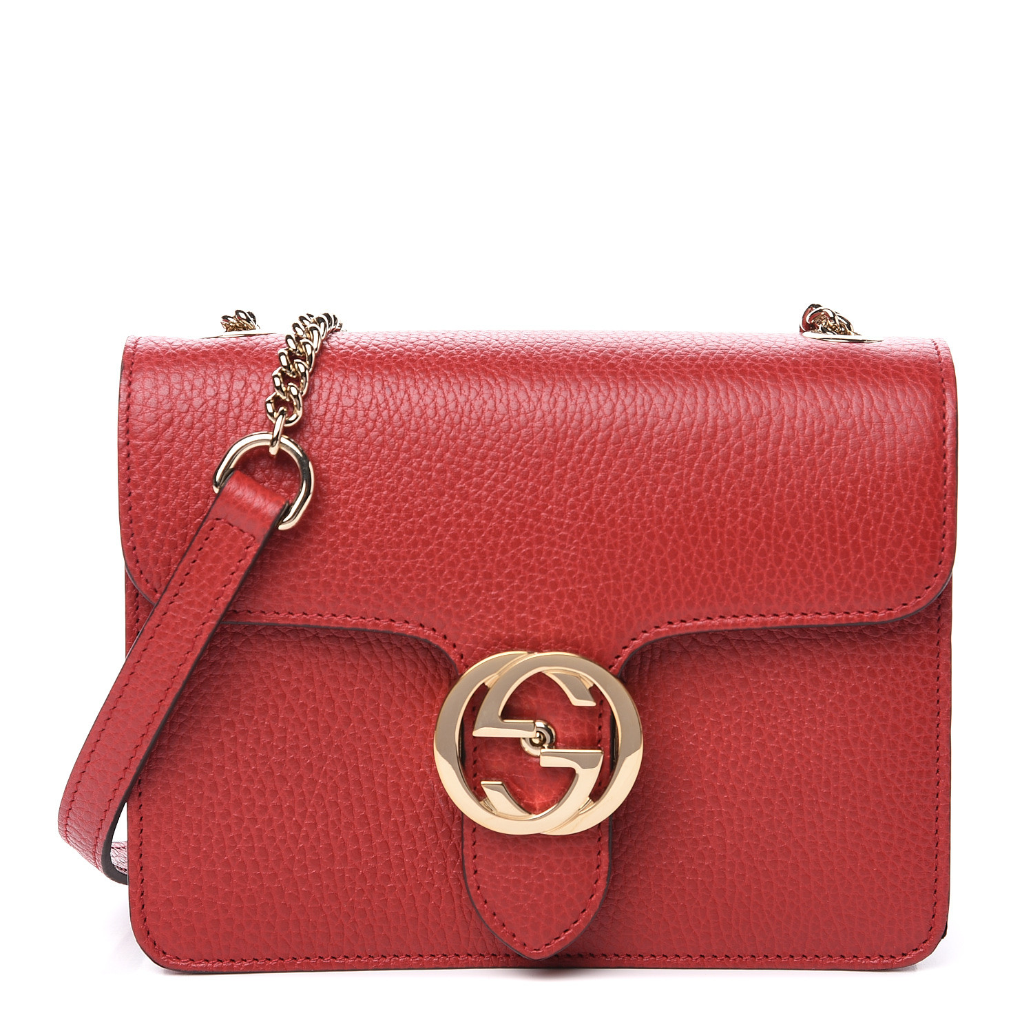 GUCCI Dollar Calfskin Small Interlocking G Shoulder Bag Red 558995 ...