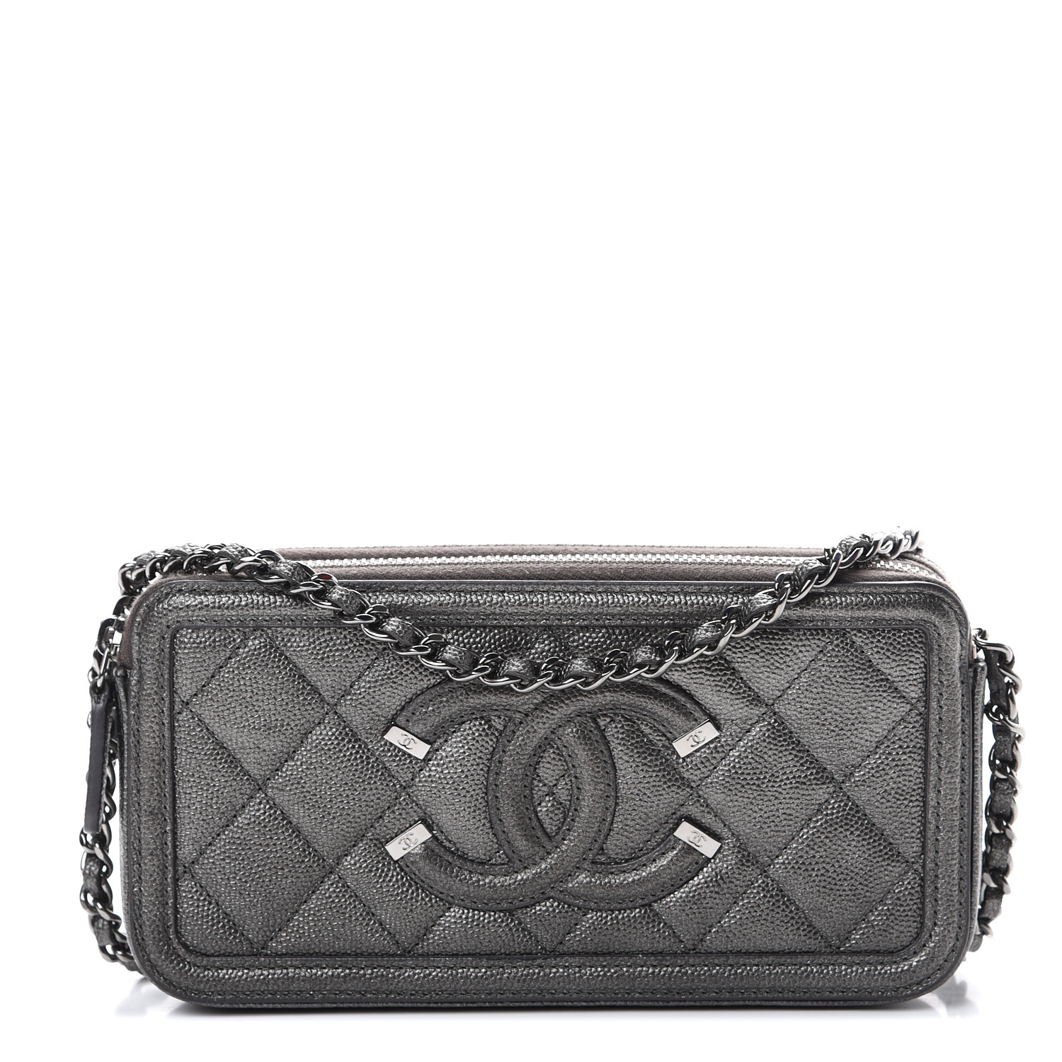 chanel filigree clutch with chain