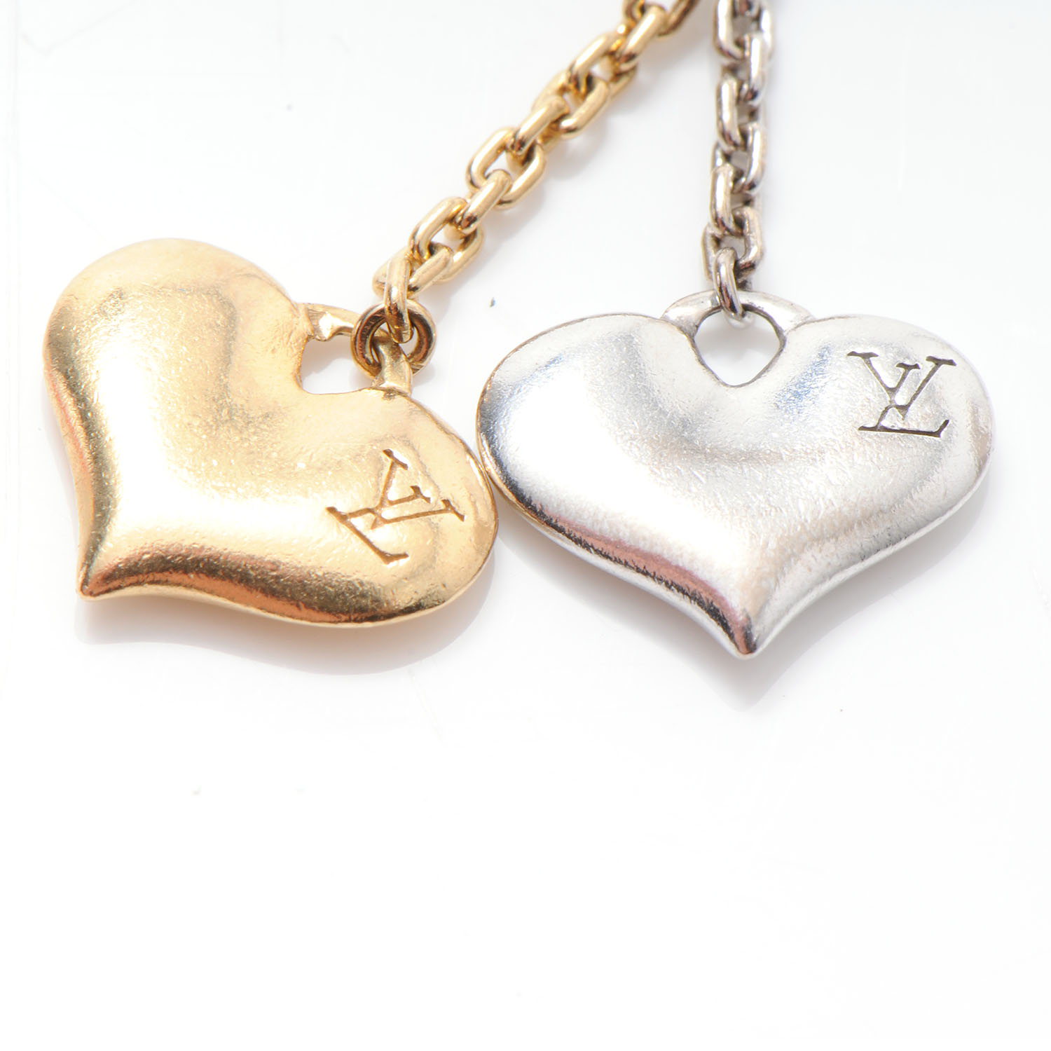 LOUIS VUITTON 18K Yellow White Gold Two Heart Monogram Charm 50832 ...