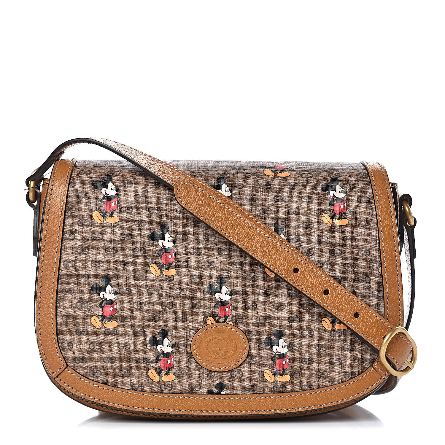 GUCCI X DISNEY GG Supreme Monogram Small Mickey Mouse Shoulder Bag Light Brown 471626