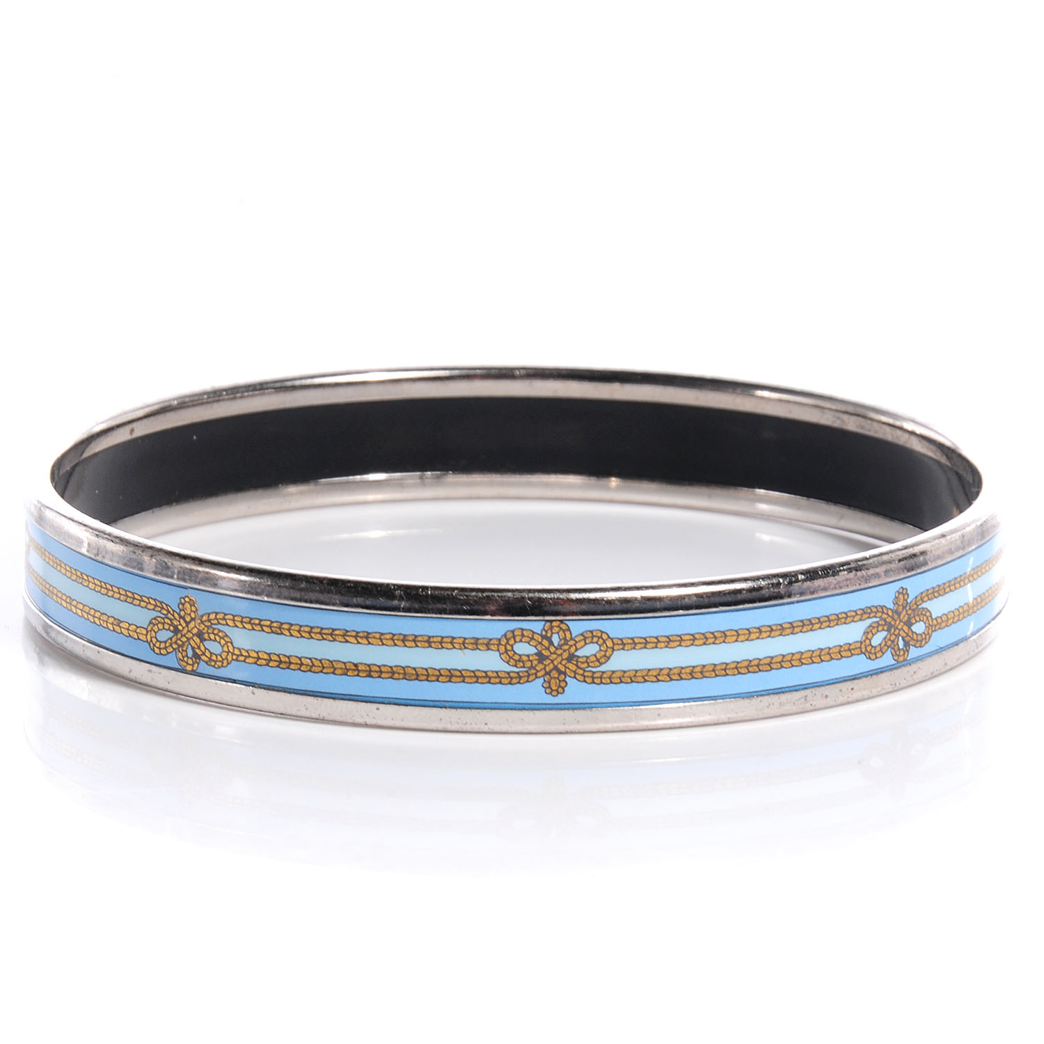 HERMES Enamel Printed Rope Narrow Bracelet 65 67069