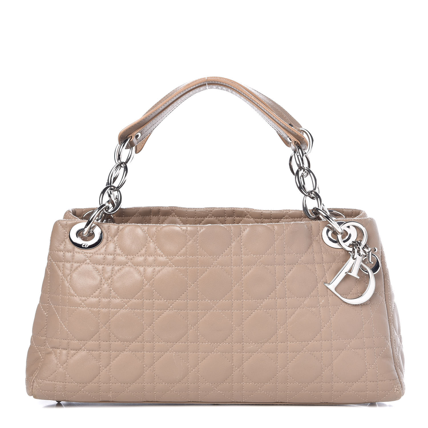 CHRISTIAN DIOR Lambskin Cannage Lady Dior Shoulder Bag Beige 365020