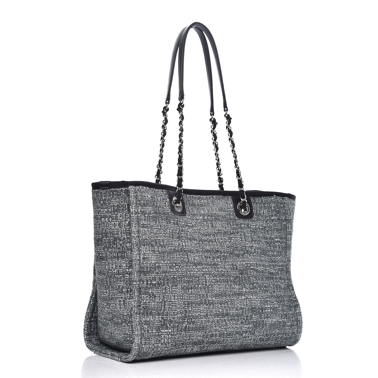 CHANEL Tweed Small Deauville Tote Charcoal 373912