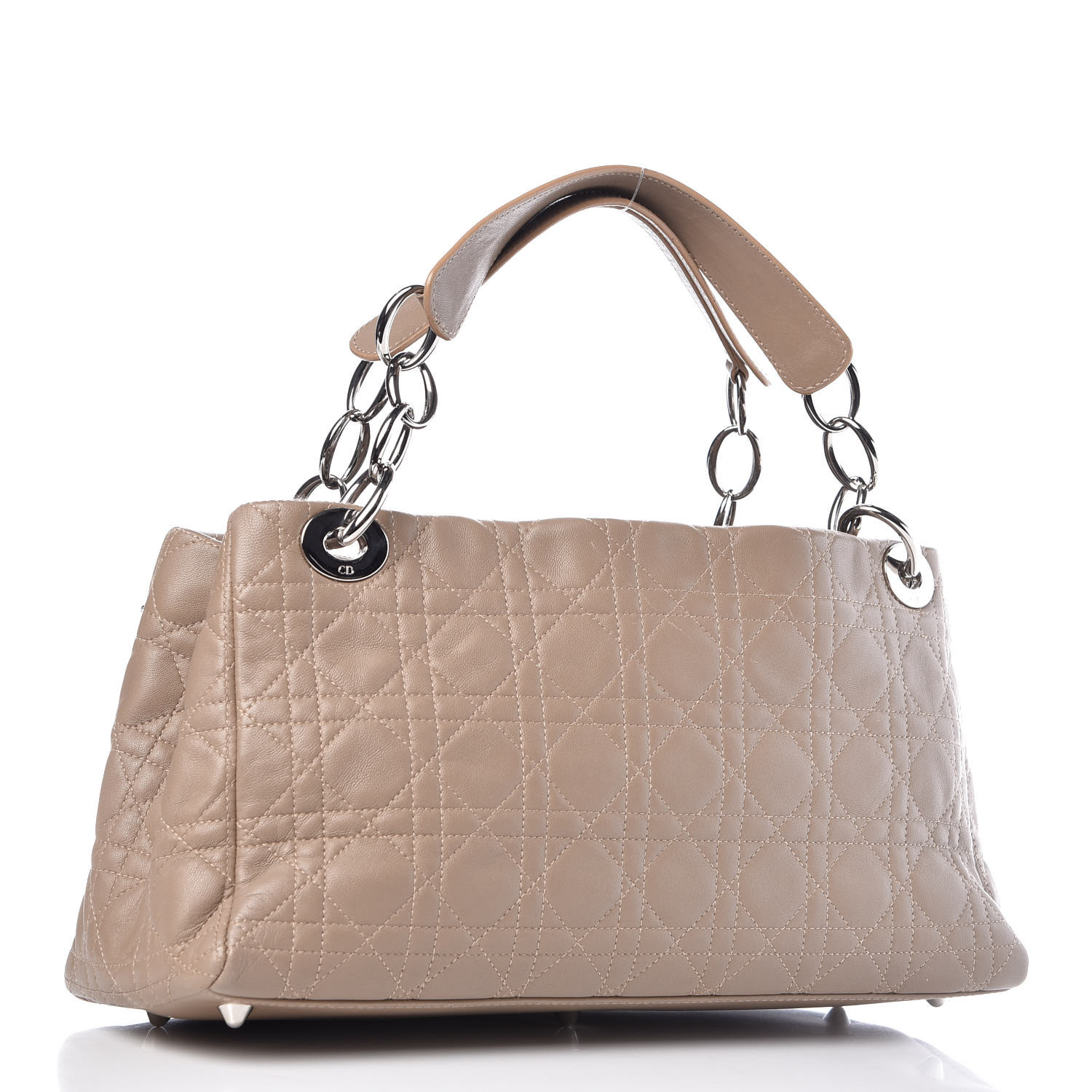 CHRISTIAN DIOR Lambskin Cannage Lady Dior Shoulder Bag Beige 365020