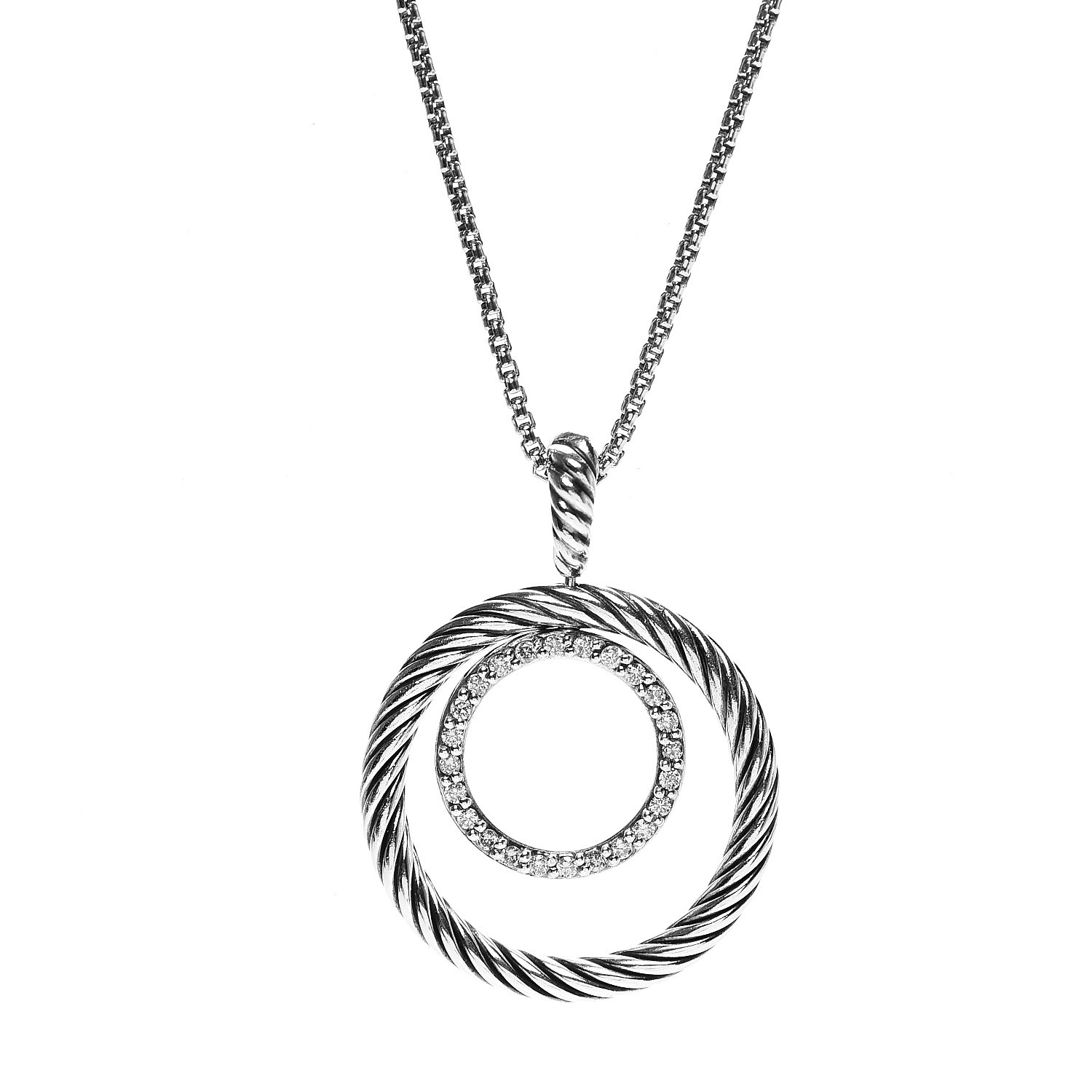 DAVID YURMAN Sterling Silver Diamond Mobile Circle Pendant Necklace ...